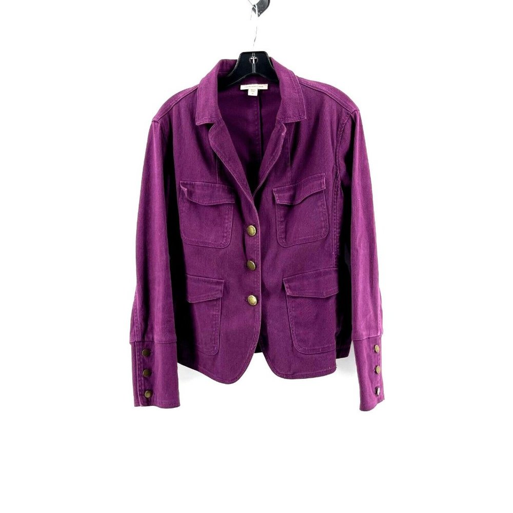 Coldwater Creek Women's Plum Purple Button Collared Pockets Jacket Size 10